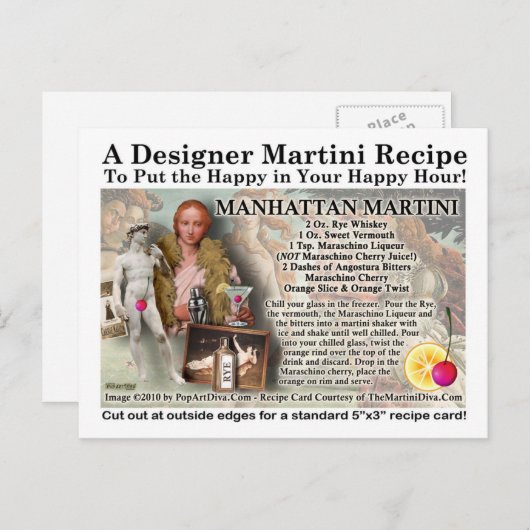 Manhattan Martini Recipe Briefkaart (Voorkant / Achterkant)