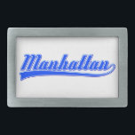 Manhattan met spoeling gesp<br><div class="desc">Manhattan,  New York City,  geschreven met een swash (staart). Lettertypen in wit en blauw. Oorspronkelijk tekstontwerp.</div>