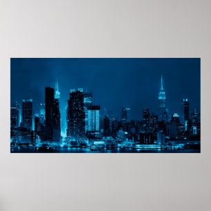 Manhattan midtown skyscrapers en New York City sk Poster