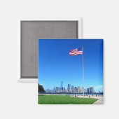 Manhattan mit USA Flagge Magneet (Voorkant / Achterkant)