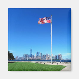 Manhattan mit USA Flagge Magneet