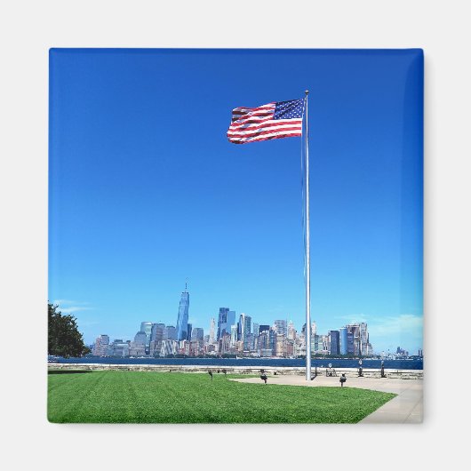 Manhattan mit USA Flagge Magneet (Voorkant)