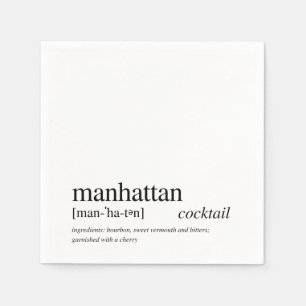 Manhattan Modern Quote Black Typography Cocktail Servet