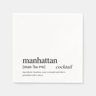 Manhattan Modern Quote Black Typography Cocktail Servet