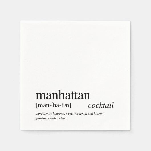 Manhattan Modern Quote Black Typography Cocktail Servet (Voorkant)