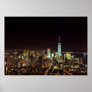 Manhattan na donker – Nieuwe York Silhouette Foto Poster