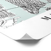 Manhattan New York Blue Water Street Map Poster (Hoek)