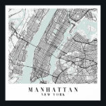 Manhattan New York Blue Water Street Map Poster<br><div class="desc">Manhattan New York Blue Water Street Map</div>
