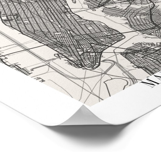 Manhattan New York Boho Minimal Arch Street Map Poster (Hoek)