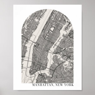 Manhattan New York Boho Minimal Arch Street Map Poster