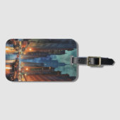  Manhattan New York City Night Painting Bagagelabel (Voorkant (horizontaal))