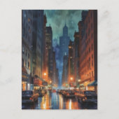  Manhattan New York City Night Painting Briefkaart (Voorkant)