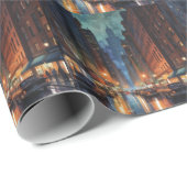  Manhattan New York City Night Painting Cadeaupapier (Rol Hoek)