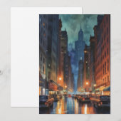  Manhattan New York City Night Painting Feestdagenkaart (Voorkant / Achterkant)