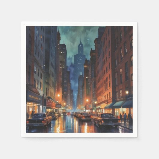 Manhattan New York City Night Painting Servet (Voorkant)