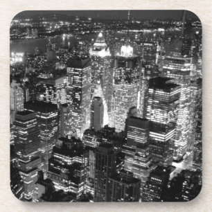 Manhattan New York City Night Zwart-wit Bier Onderzetter