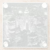 Manhattan New York City Night Zwart-wit Glazen Onderzetter (Achterkant)