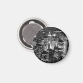 Manhattan New York City Night Zwart-wit Magneet (Voorkant / Achterkant)