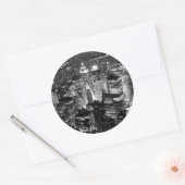 Manhattan New York City Night Zwart-wit Ronde Sticker (Envelop)