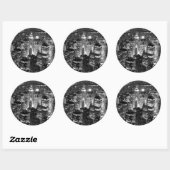Manhattan New York City Night Zwart-wit Ronde Sticker (Vel)