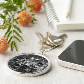 Manhattan New York City Night Zwart-wit Sleutelhanger (Zijkant)