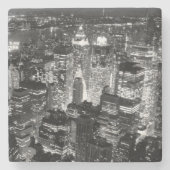 Manhattan New York City Night Zwart-wit Stenen Onderzetter (Voorkant)