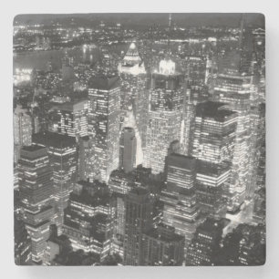 Manhattan New York City Night Zwart-wit Stenen Onderzetter