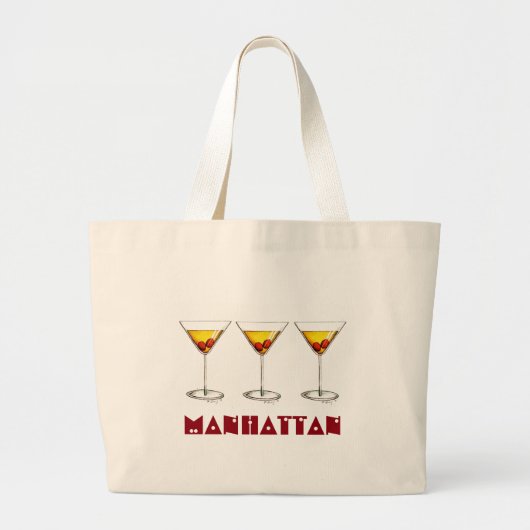 Manhattan New York City NYC Cocktail Cocktails Bag Grote Tote Bag (Voorkant)