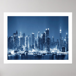 Manhattan New-York City Panoramic Uitzicht Wood Po Poster