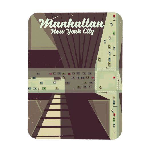 Manhattan New York City Reisposter. Magneet (Verticaal)