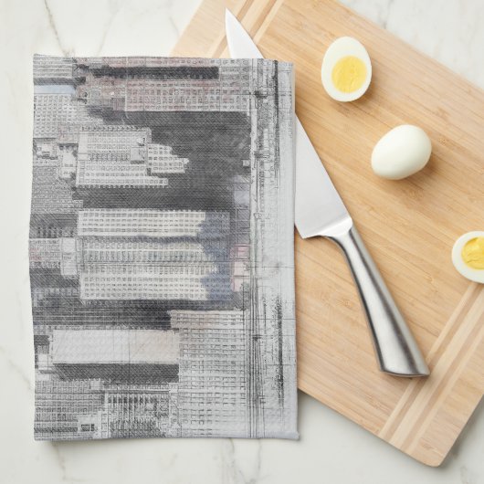 Manhattan New York City Skyline Keuken Handdoek (Quarter Fold)