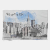 Manhattan New York City Skyline Keuken Handdoek (Horizontaal)