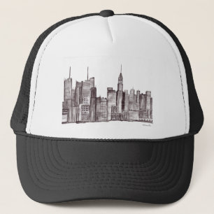 Manhattan New York City waterverf  zwart Trucker Pet