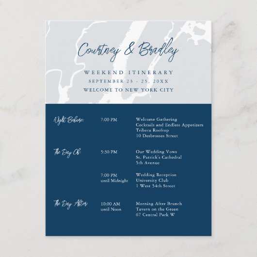 Manhattan New York City Weekend Reisplan Tijdschem Informatiekaartje (Voorkant)