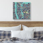 Manhattan New York Map Canvas Afdruk (Insitu (Slaapkamer))