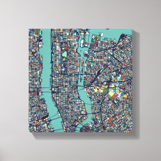 Manhattan New York Map Canvas Afdruk (Voorkant)