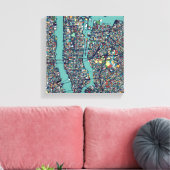 Manhattan New York Map Canvas Afdruk (Insitu (Woonkamer))