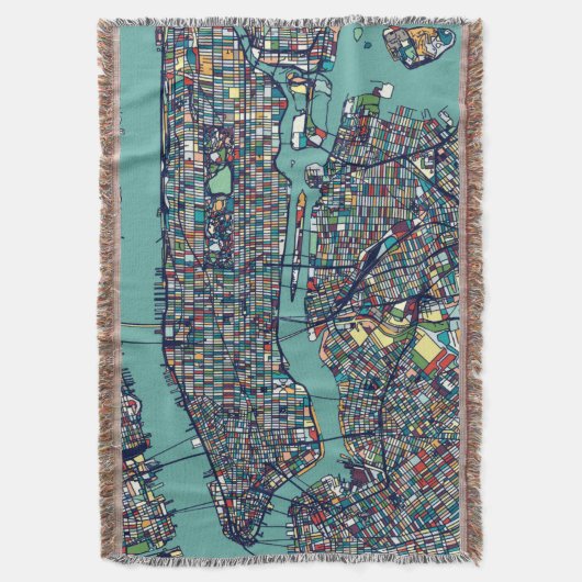Manhattan New York Map Deken (Voorkant Verticaal)