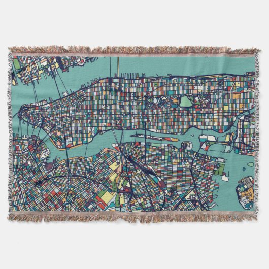 Manhattan New York Map Deken (Voorkant)