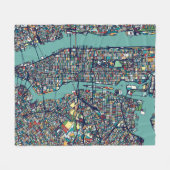 Manhattan New York Map Fleece Deken (Voorkant (Horizontaal))