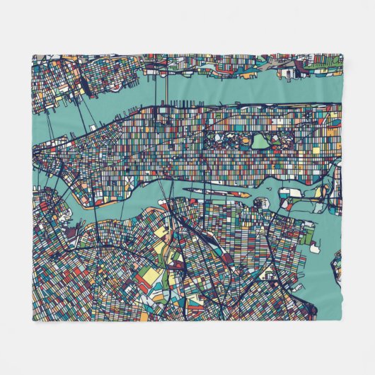 Manhattan New York Map Fleece Deken (Voorkant (Horizontaal))