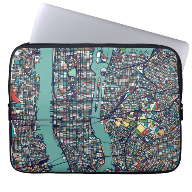 Manhattan New York Map Laptop Sleeve (Voorkant)