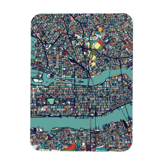 Manhattan New York Map Magneet (Verticaal)