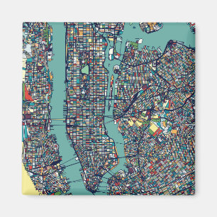 Manhattan New York Map Magneet