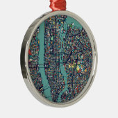 Manhattan New York Map Metalen Ornament (Rechts)