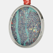 Manhattan New York Map Metalen Ornament (Links)