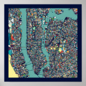 Manhattan New York Map Poster (Voorkant)