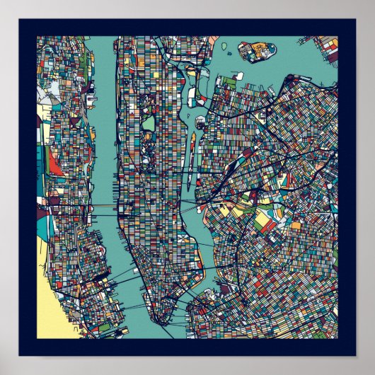 Manhattan New York Map Poster (Voorkant)