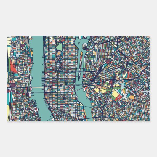 Manhattan New York Map Rechthoekige Sticker (Voorkant)