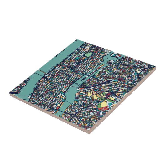 Manhattan New York Map Tegeltje (Zijkant)